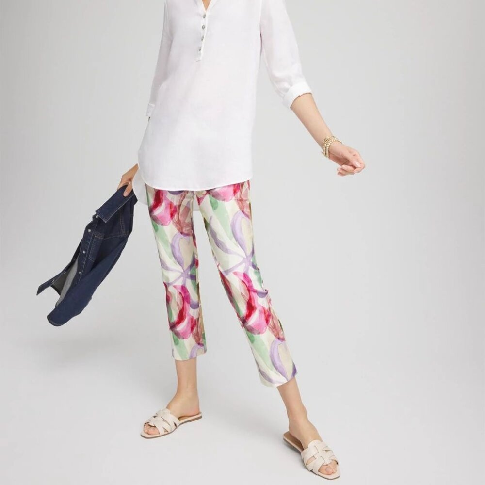 Brigitte Slub Slim Cropped Pants